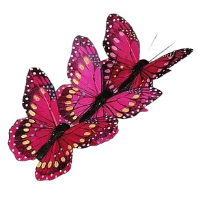 Fuchsia  Butterflies with Clip S/12 3.5''