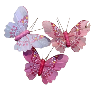 Pink Butterflies with Clip S/12 3.5'' 