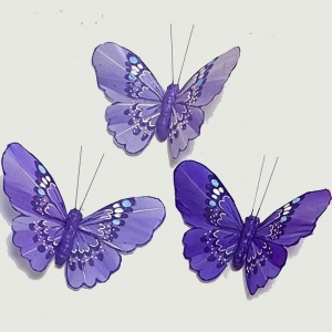 Purple Butterflies with Clip S/12 3.5''