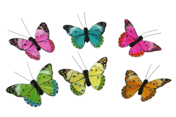 Butterflies with Wires Assorted Colors S/12 3.5'' 