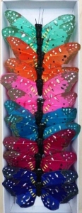 Butterflies with Wires Assorted Colors S/12 3'' 