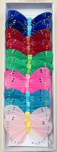 Butterflies with Wires Assorted Glittered Colors S/12 3'' 
