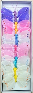 Butterflies with Wires Assorted Pastel Colors S/12 3'' 