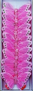 Pink Butterflies with Wires  S/12 3''