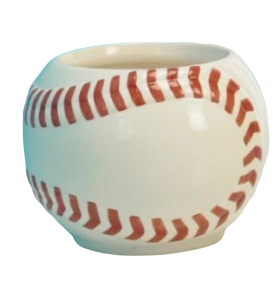 Ceramic Baseball Planter 
6.5", 4" Opening