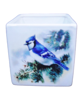 Ceramic Blue Jay Cube S/2 5''