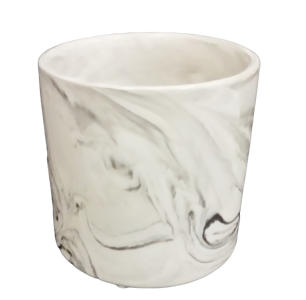 Ceramic Grey Marble Cylinder 4'' 