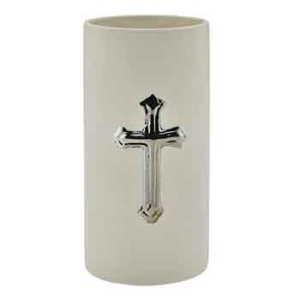 Ceramic Vase with Silver Cross
4'' x 8'' 