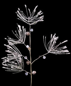 Champagne Pine Branch with Clear Crystals 29'' 