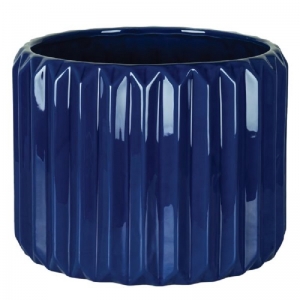 Cobalt Blue Ribbed Pot Cover 8''
