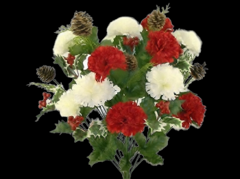 Color Fast Carnation Pine Cone Berry x 24 Red/Cream 23'' 