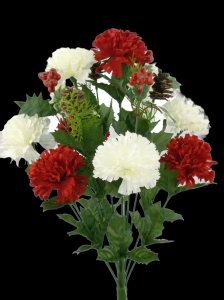 Color Fast Red/Cream Carnation Pine Cone Berry x 14 22''