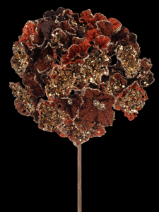 Copper/Brown Regents Jewel Encrusted Hydrangea Stem 24", 7" Bloom
