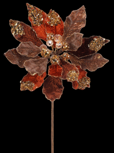 Copper/Brown Regents Jewel Encrusted Poinsettia 24", 12" Bloom