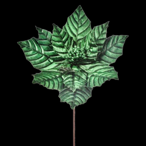 Emerald Metallic Veined Poinsettia Stem
24", 12" Bloom