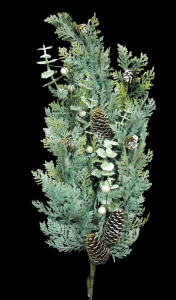 Frosted Cedar Spray with Cones and Eucalyptus 32''