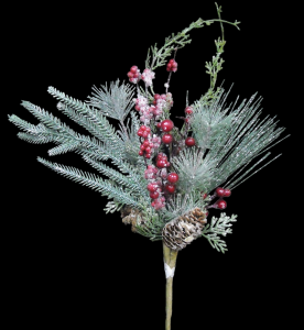 Frosted Pine Pine Cone Berry Spray 21"