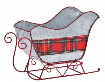 Galvanized Plaid Sleigh with Liner
10" x 4.5", 8" x 4" Liner