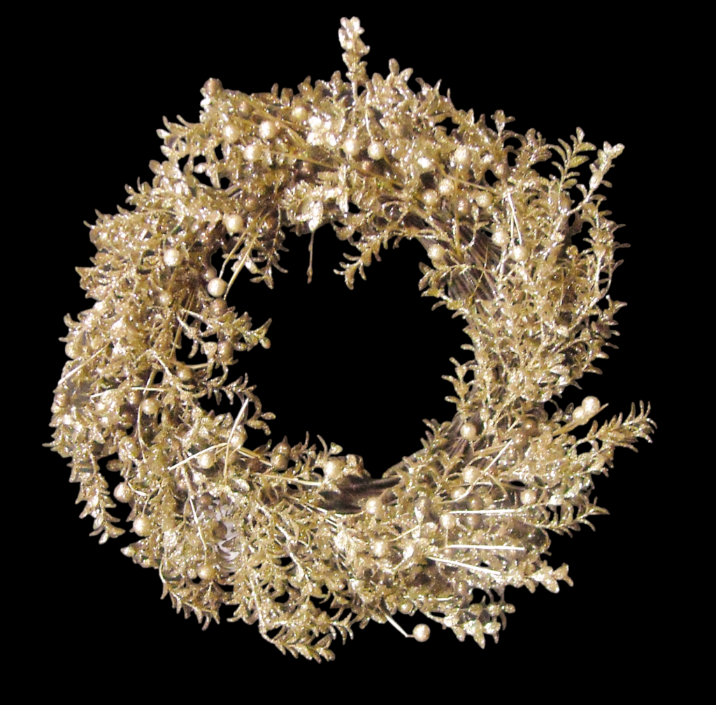 Gold Glitter Laurel Wreath 20"