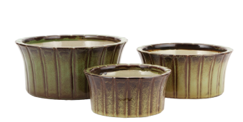  Green Gloss Gomez Ceramic Dish Garden Set of 3