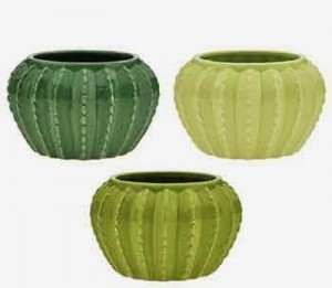 Green Ribbed Ceramic Pots S/3
3.25'' opening 