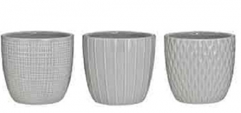 Grey Assorted Ceramic Pot Covers S/3 4.5''