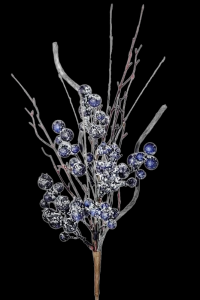 Weather Resistant Iced Blueberry Twig Spray 18''