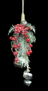 Jingle Bell Hanger with Berries and Greens 16'' 
