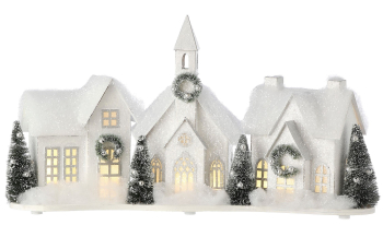 LED Cardboard Snowy Village
16", Battery Operated with Timer