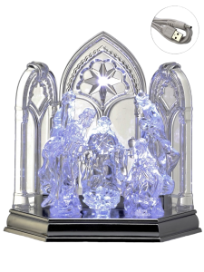 LED Musical Crystal Nativity Scene with Timer