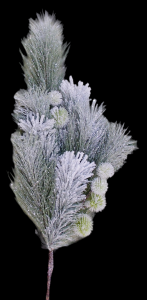 Long Needle Frosted Glitter Pine/Pom Pom Spray 30''