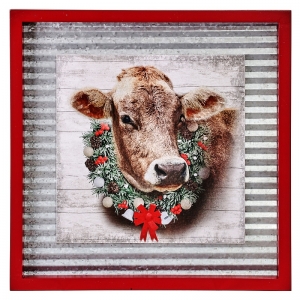 MDF/Metal Christmas Cow Picture
