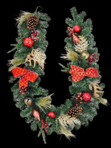 Merry Christmas Berry Antler Garland 6'