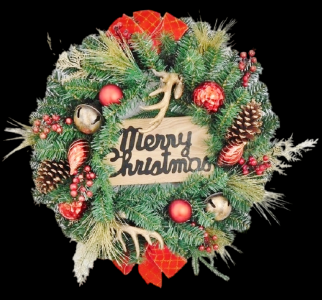 Merry Christmas Berry Antler Wreath 24'' 