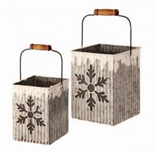 Metal Cut Out Snowflake Luminary S/2
