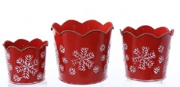 Metal Red/White Snowflake Pots S/3
5'' - 7'' 