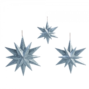 Metal Three Dimensional Star Decor S/3
18",15",10"