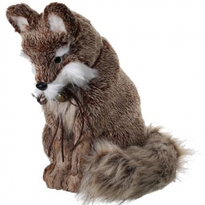 Natural Brown Fur Sitting Fox