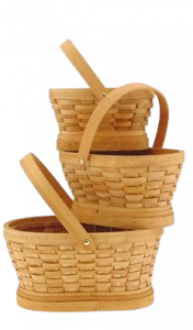Natural Oval Wood Chip Design Basket with Liners S/3 7'' - 11'' 