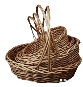 Oval Willow Design Baskets with Liners S/4 11'' - 17'' 