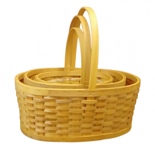 Oval Wood Chip Design Basket with Liners S/3 10'' - 17'' 