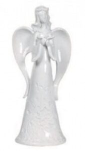 Porcelain Standing Angel with Dove 10''