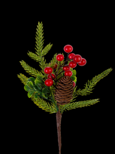 Pine Berry Pick with Pine Cone 16'' 