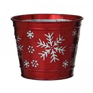 Metal Red & Silver Snowflake Pot Cover
4.5''