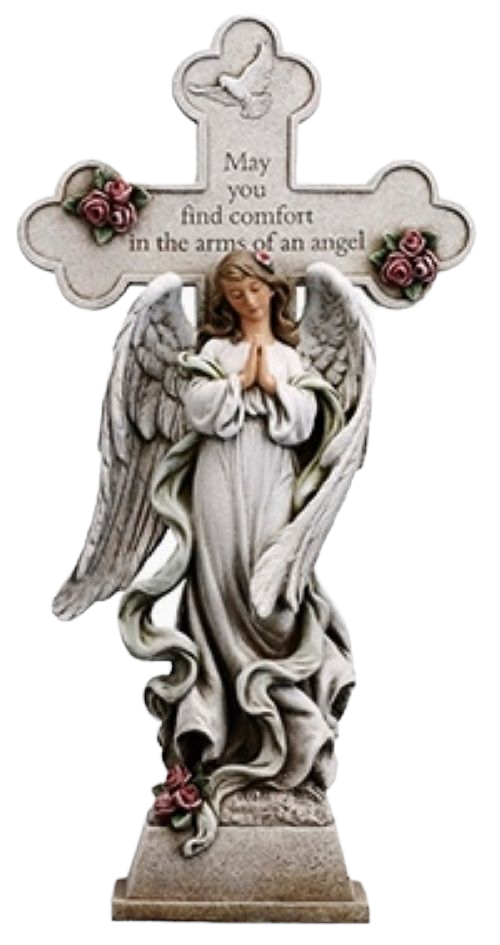 Resin Cross with Praying Angel 18''