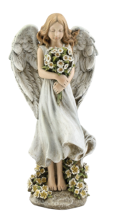 Resin Angel with Bouquet 12'' 25367