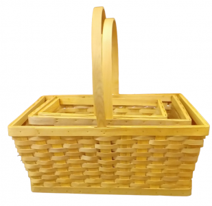 Rectangular Wood Chip Design Basket with Liners S/3 10'' - 17'' 