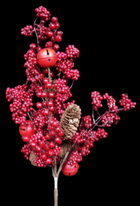 Red Berry Spray with Red Bells and Pine Cones 27''