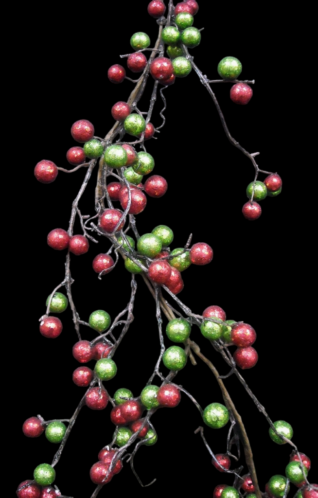 Red/Green Glitter Berry Garland 6'