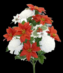 Red/White Mixed Weather Resistant Poinsettia Carnation x 14 21'' 
